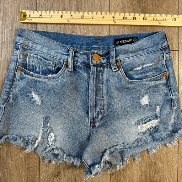 Blank NYC Light Blue Distressed Jean Shorts - Picture 5 of 6